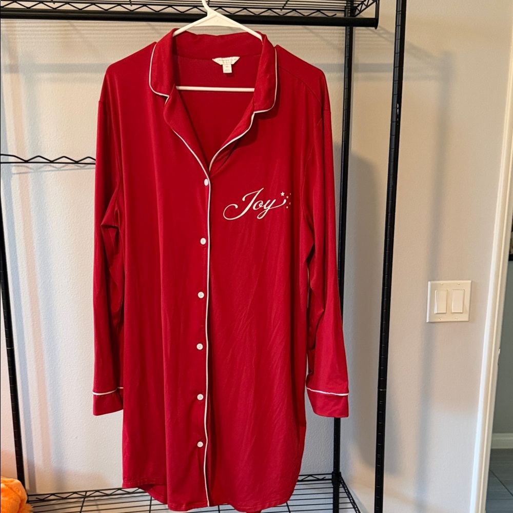 Charter Club Red Button-Down Sleep Shirt
